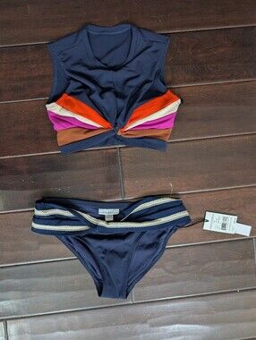 Robin Piccone Billie Crop Bikini Top Knot High Neck Bikini XS S